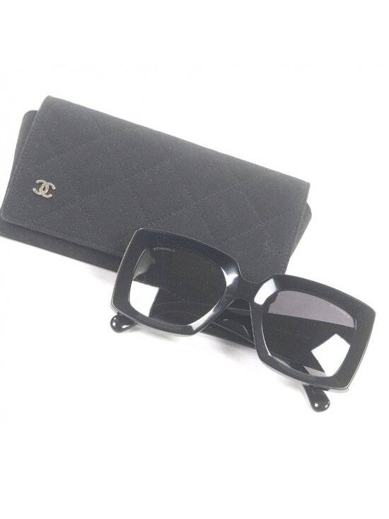 Chanel CC Logo Rectangle Shape Eyewear Sunglasses Book Gold main image 8
